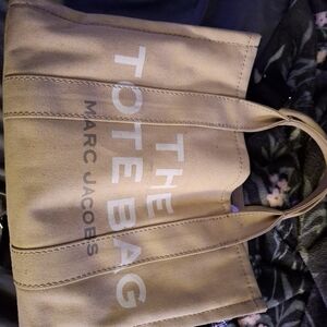 Marc Jacobs Tan Tote with White Lettering